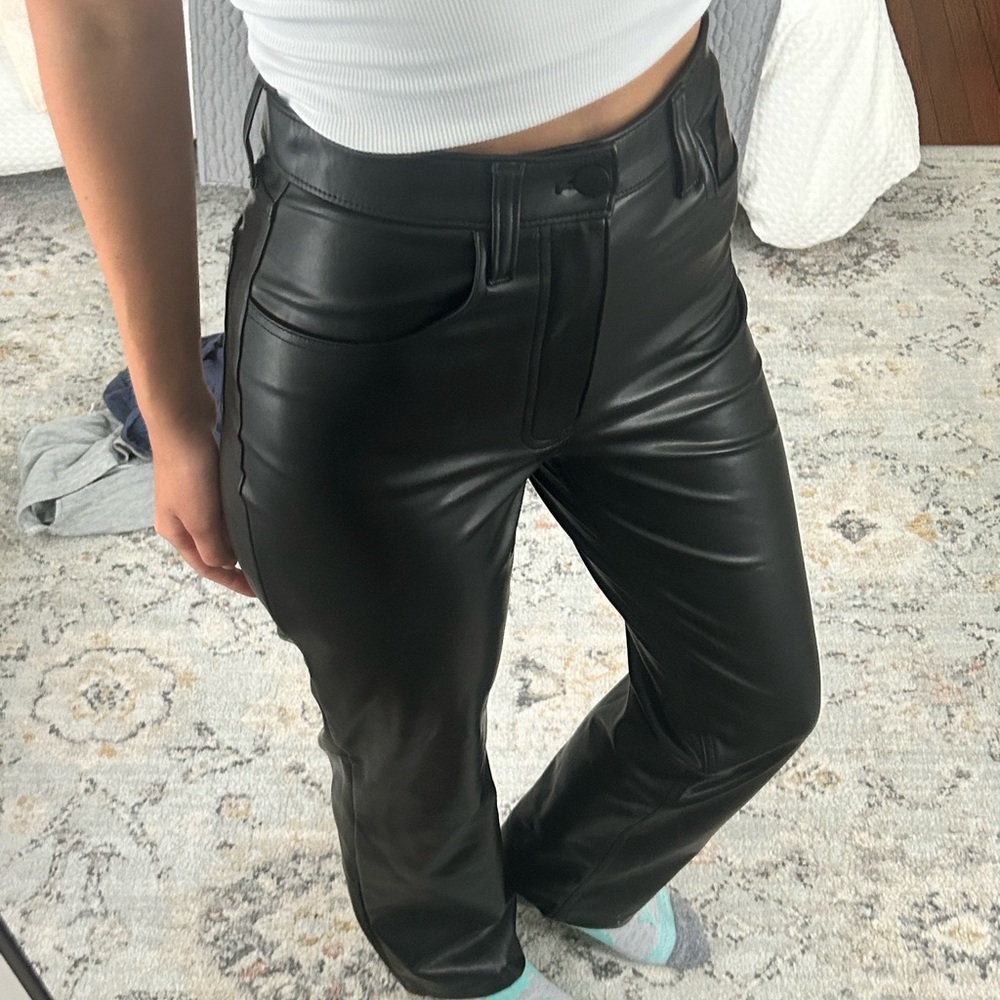 Abercrombie & Fitch Dark Faux Leather Trousers